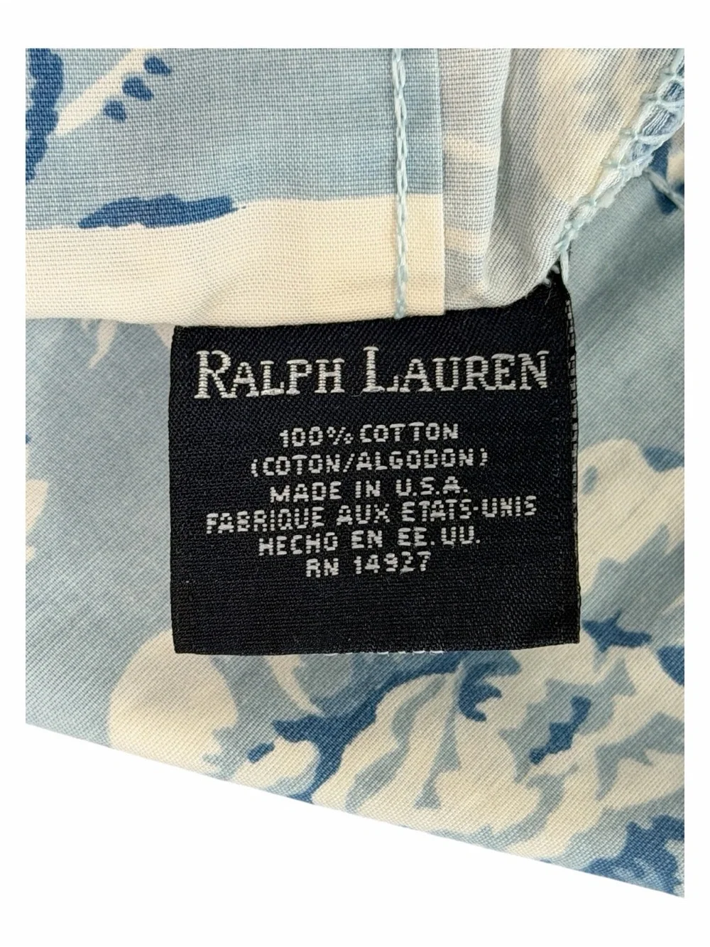 Vintage 90s Ralph Lauren Blue Meadowland Floral Queen Sheet Set Made in USA